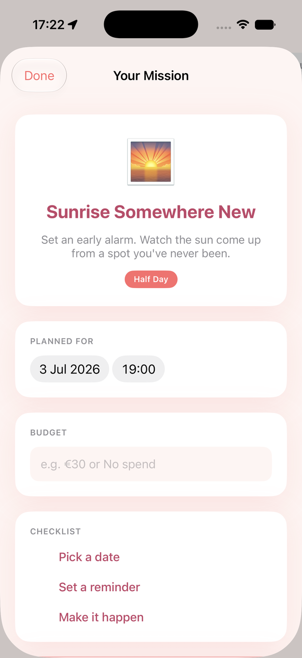 Plan the date with a checklist