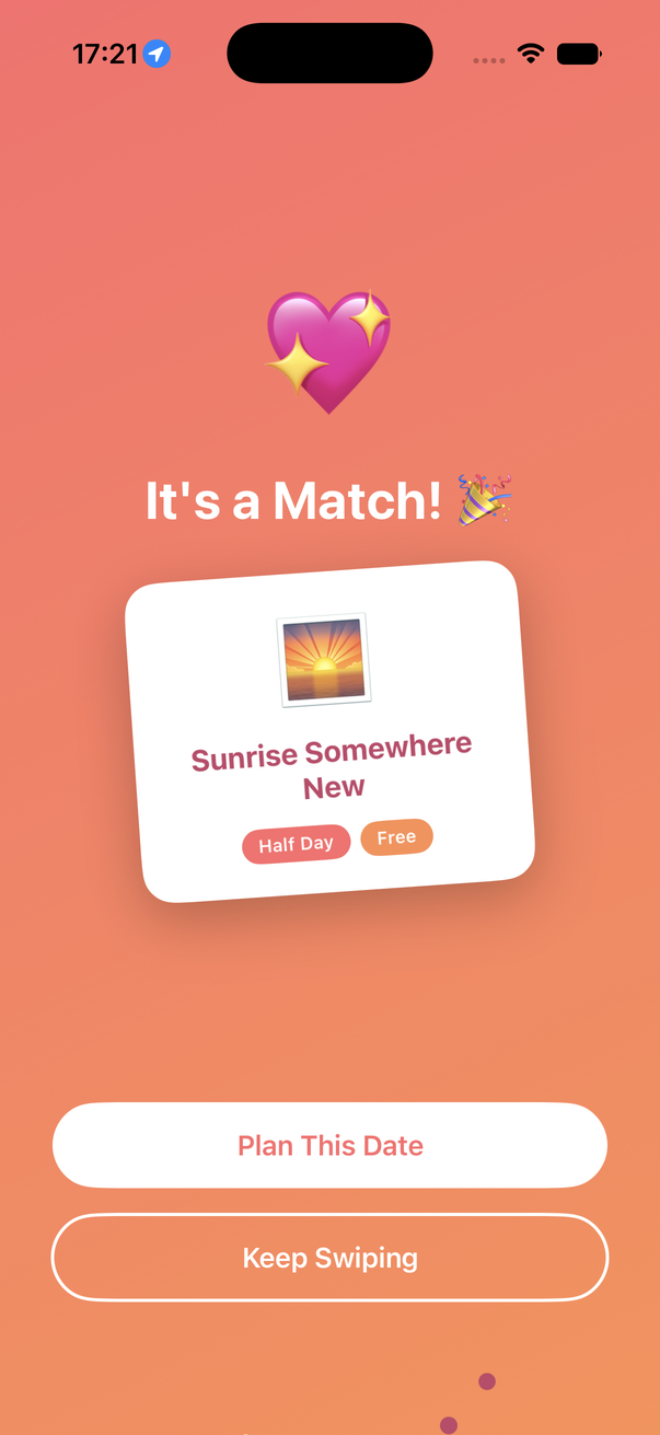 Swipe and match on date ideas